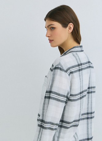 Пижамная рубашка в клетку из фланели