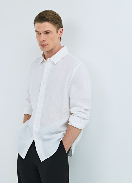 Рубашка изо льна, Белый