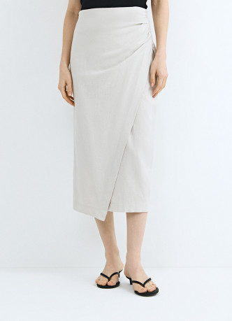Льняная юбка миди с запахом