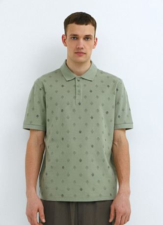Поло из хлопка с принтом