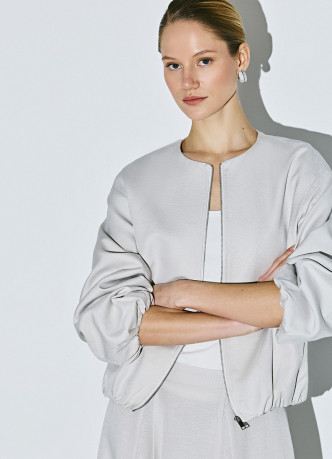 Льняной бомбер на молнии