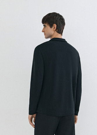 Поло из мягкой ткани с длинным рукавом