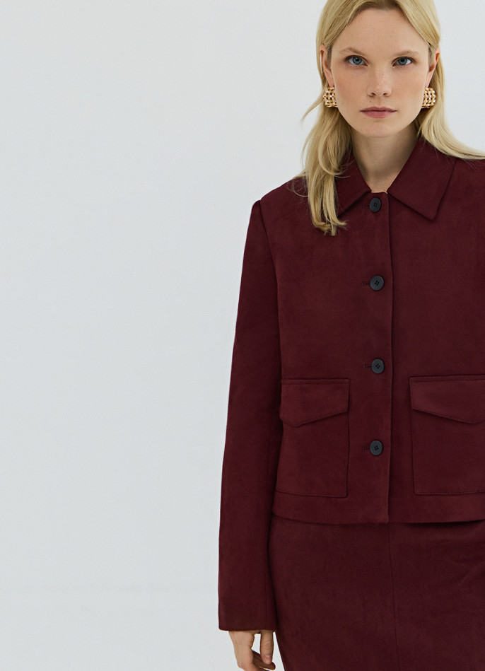 Укороченный жакет из искусственной замши