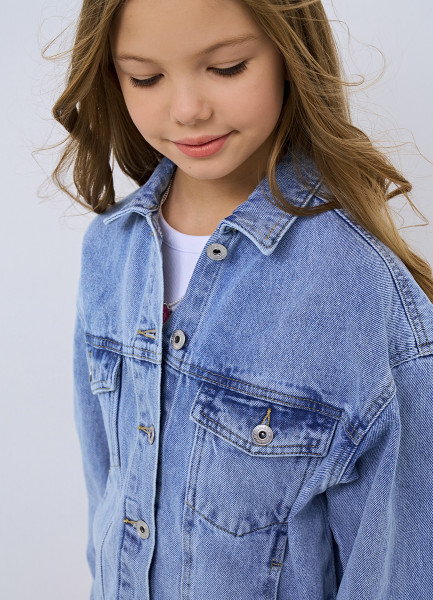 Джинсовая куртка для девочек, Голубой O`Stin GB4651O02-D5 - фото 5