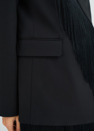 Двубортный жакет с отделкой из бахромы