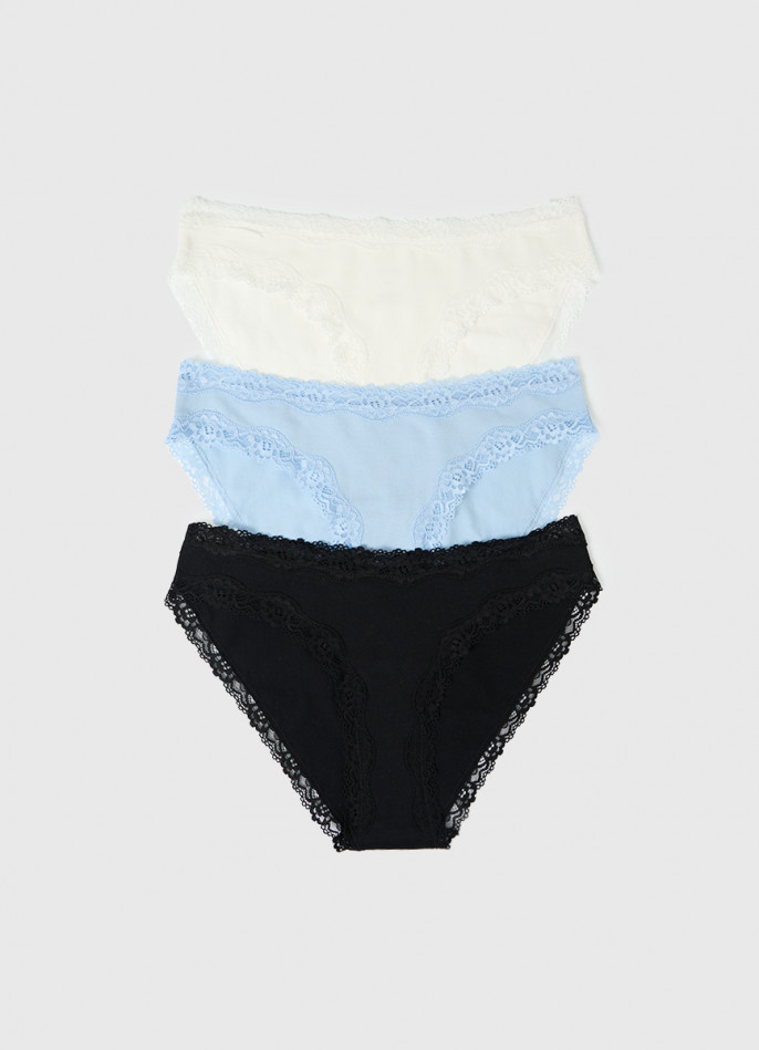 Классические брифы с кружевом, 3 шт.