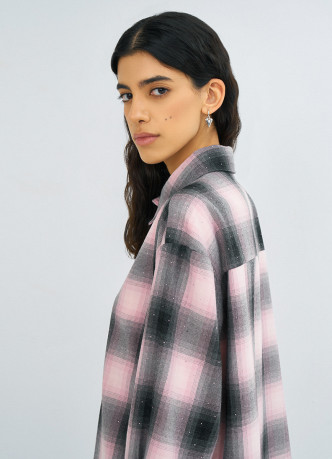 Рубашка в клетку со стразами