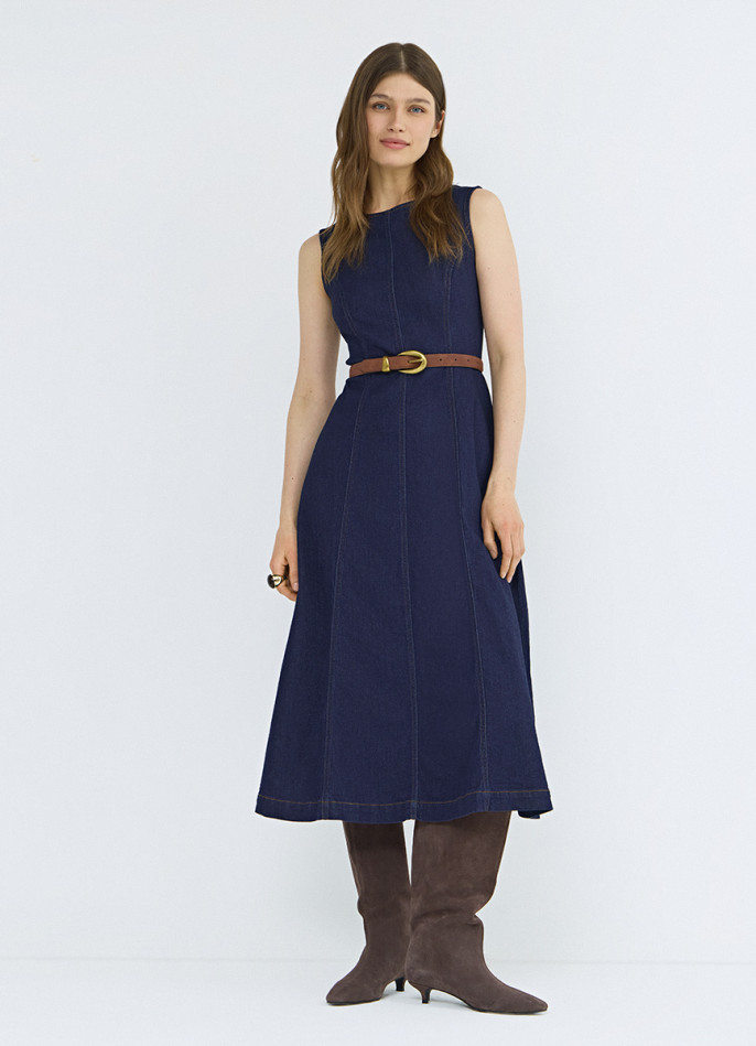 Джинсовое платье миди