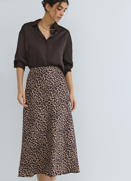 Сатиновая юбка А-силуэта Бежевый 1999₽