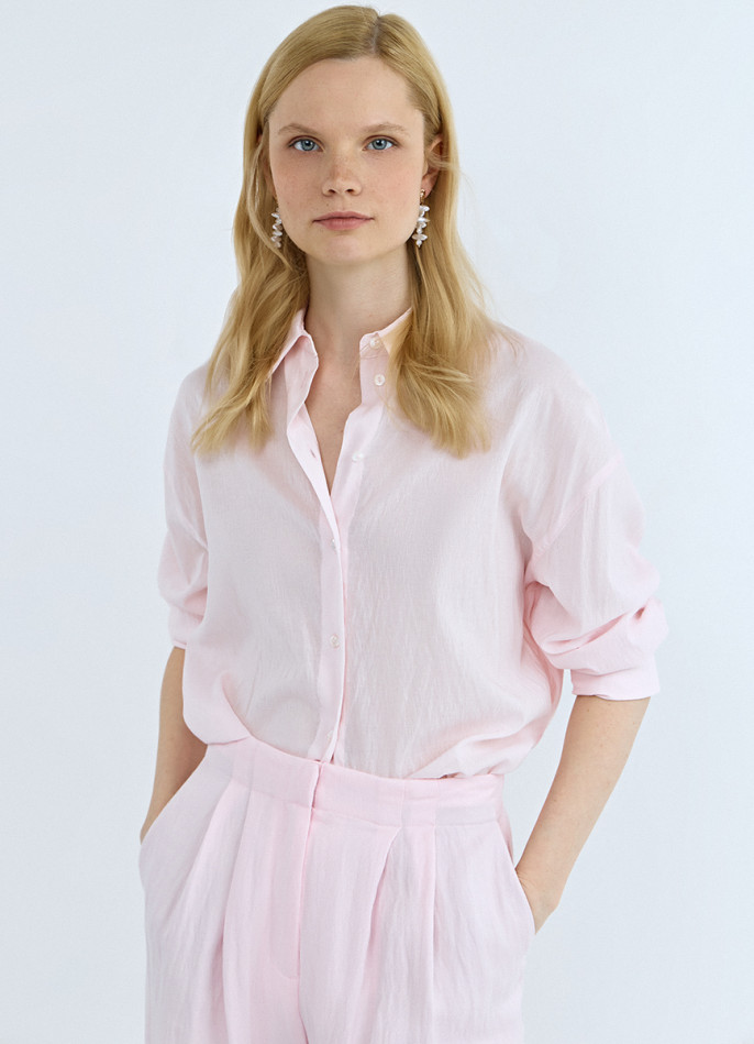 Полупрозрачная блузка с длинным рукавом