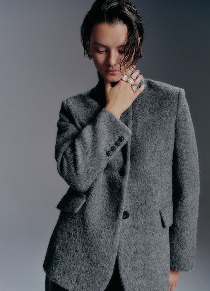 Однобортный жакет из натуральной шерсти Серый 8999₽