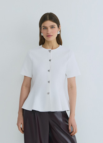 Кардиган с баской и фигурными пуговицами