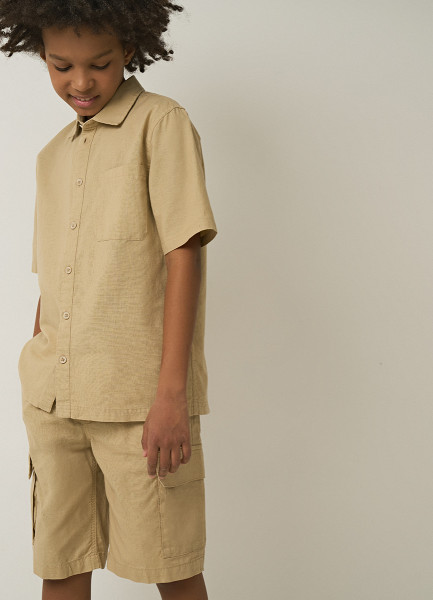 Льняная рубашка для мальчиков, Бежевый O`Stin BS4692O02-T2, размер 170