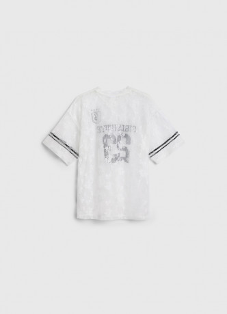 Футболка из кружева с принтом для девочек