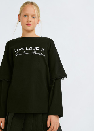 Лонгслив с принтом для девочек