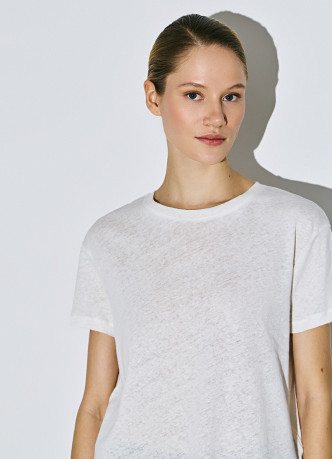 Футболка с круглым вырезом изо льна и хлопка