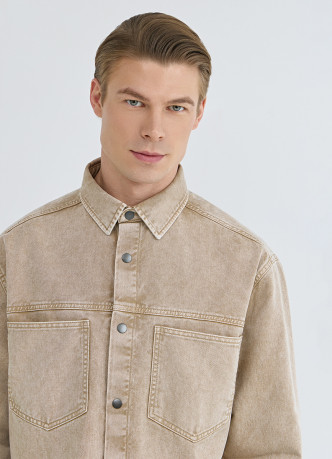 Куртка-рубашка из твила с карманами