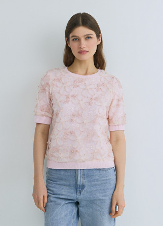 Джемпер с декором из кружева