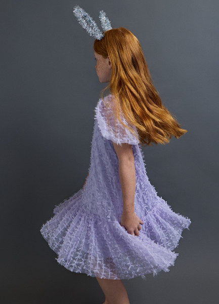 

Платье мини с бантиками для девочек, Фиолетовый