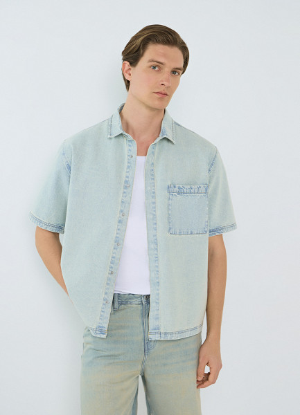 Свободная джинсовая рубашка Голубой 3999₽