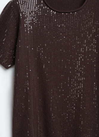 Джемпер с пайетками и коротким рукавом