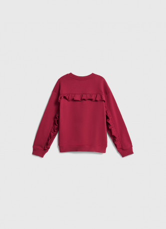 Свитшот с аппликацией и воланами для девочек