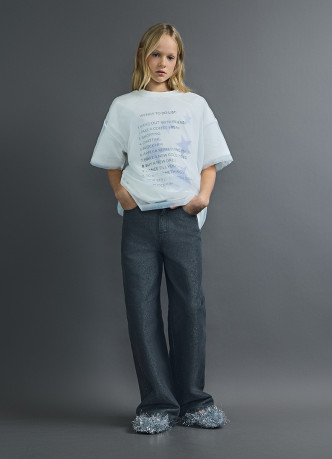 Джинсы Straight с люрексом для девочек