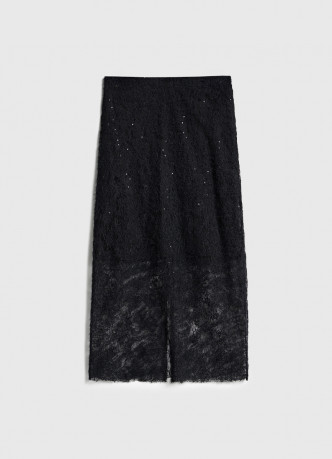 Полупрозрачная ажурная юбка миди
