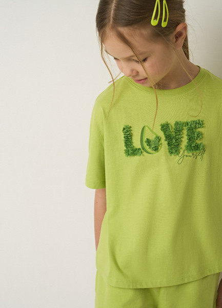 Футболка для девочек, Зеленый футболка для девочек demix зеленый