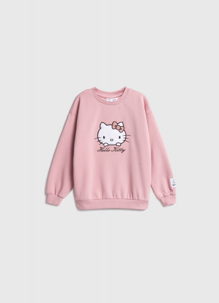 

Свитшот с вышивкой Hello Kitty для девочек, Розовый