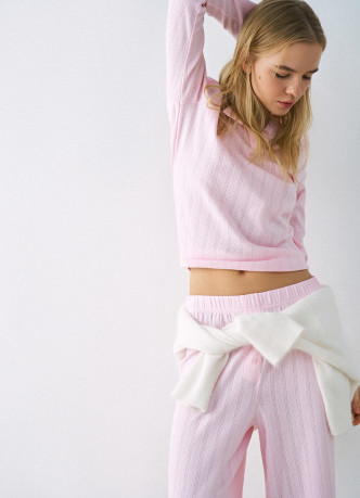 Пижамный лонгслив из ажурного трикотажа