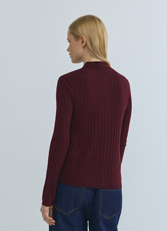 Кардиган в рубчик с шерстью