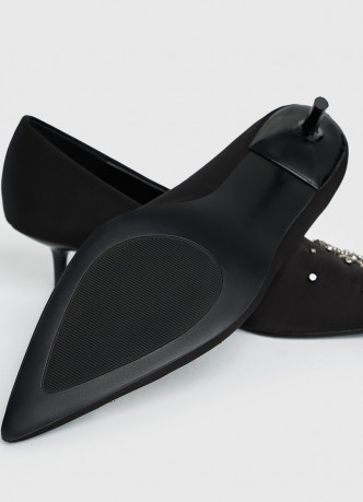 Сатиновые туфли-лодочки со стразами