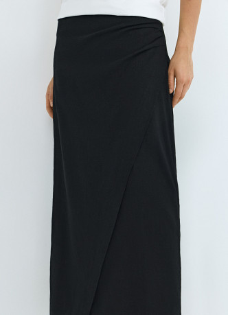 Льняная юбка миди с запахом