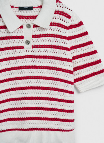 Поло из структурной ткани в полоску