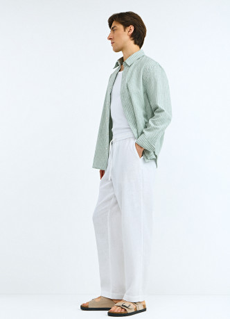 Брюки изо льна с эластичным поясом