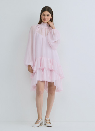 Платье мини с рюшами