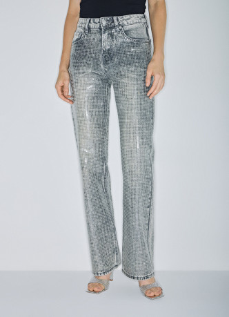 Блестящие прямые джинсы с пайетками