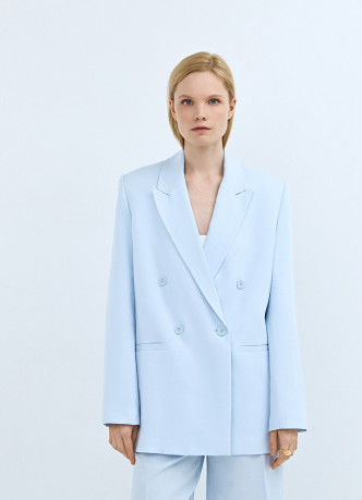 Двубортный льняной жакет