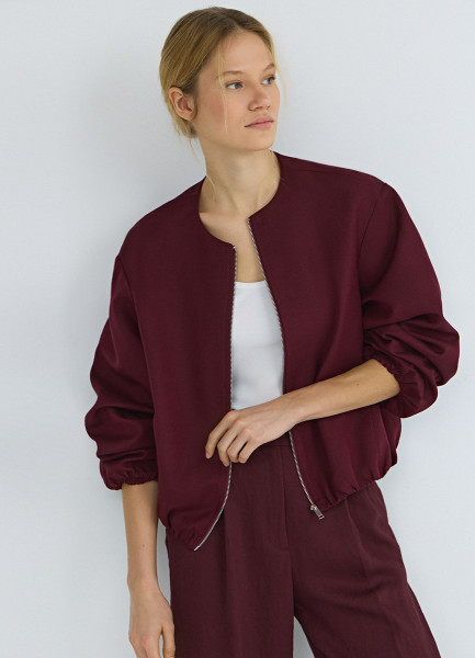 Льняной бомбер на молнии Фиолетовый 6999₽