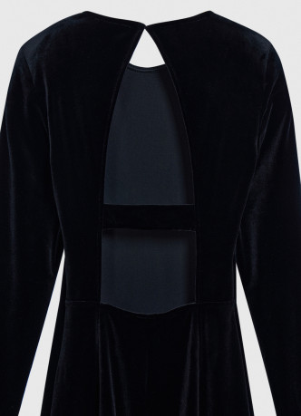 Бархатное платье миди с открытой спиной