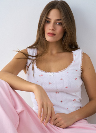 Майка пижамная из трикотажа пуантель