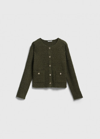 Укороченный кардиган из махровой пряжи