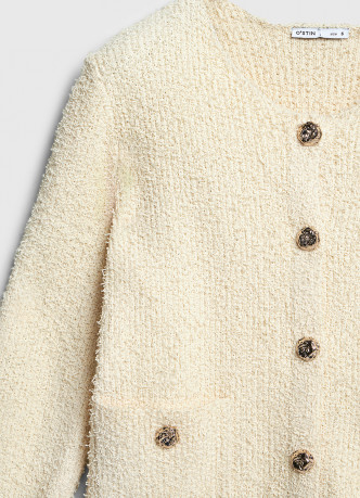 Укороченный кардиган из махровой пряжи