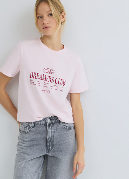 

Футболка с принтом, Розовый