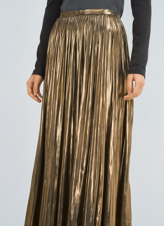 Юбка макси из ткани с эффектом жидкого золота