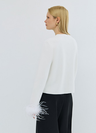 Кардиган с декором из перьев