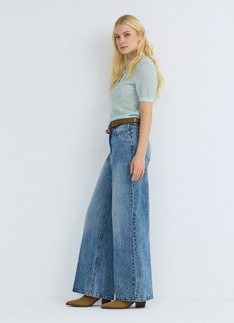 Широкие джинсы Wide leg с ремнём