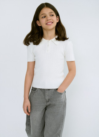 Вязаный джемпер с коротким рукавом для девочек