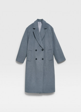 Длинное двубортное пальто из шерсти